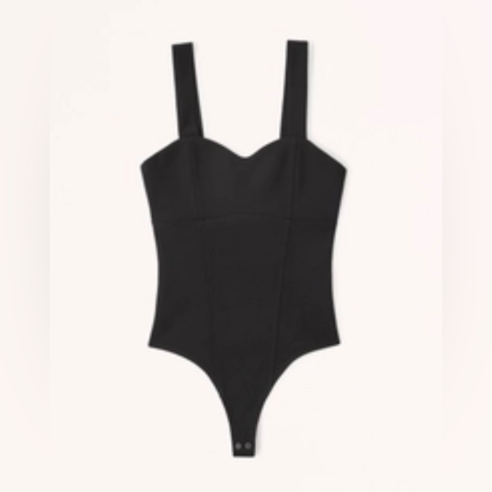 ABERCROMBIE & FITCH Black Crepe Sweetheart Bodysuit (L)